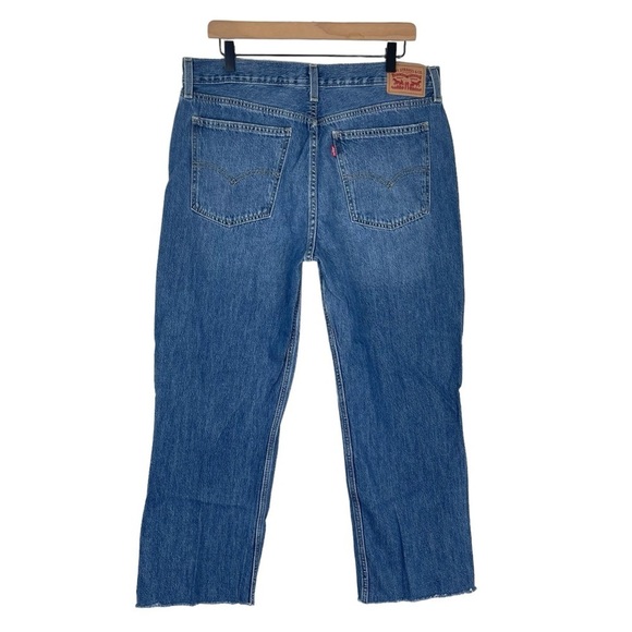 Levis Jeans Womens 32 Low Pro Straight Slouchy High Rise Ripped Knee Rigid Denim - Picture 5 of 9